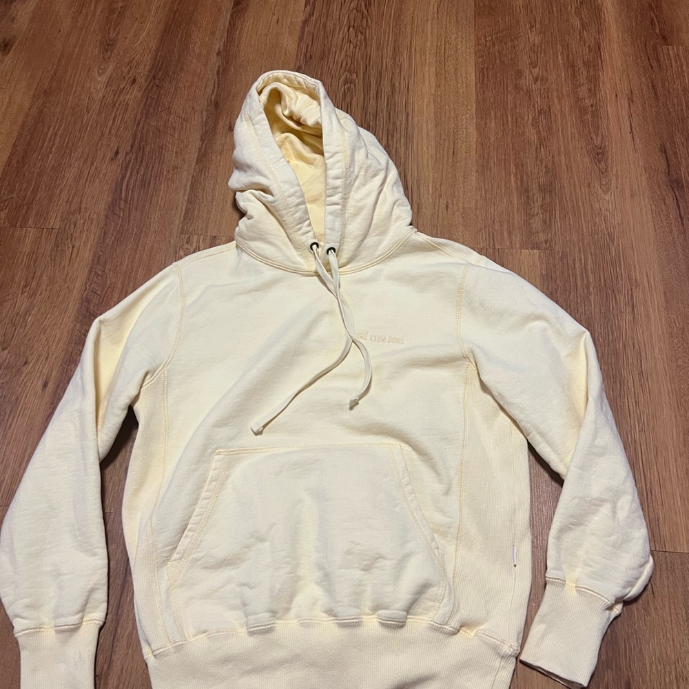 Pre loved “AIME LEON DORE” Yellow Hoodie Size S. A Stain On One Of The Sleeves